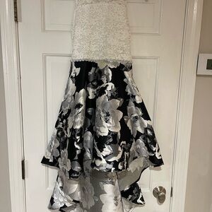 Floral Black and White Kids Dress